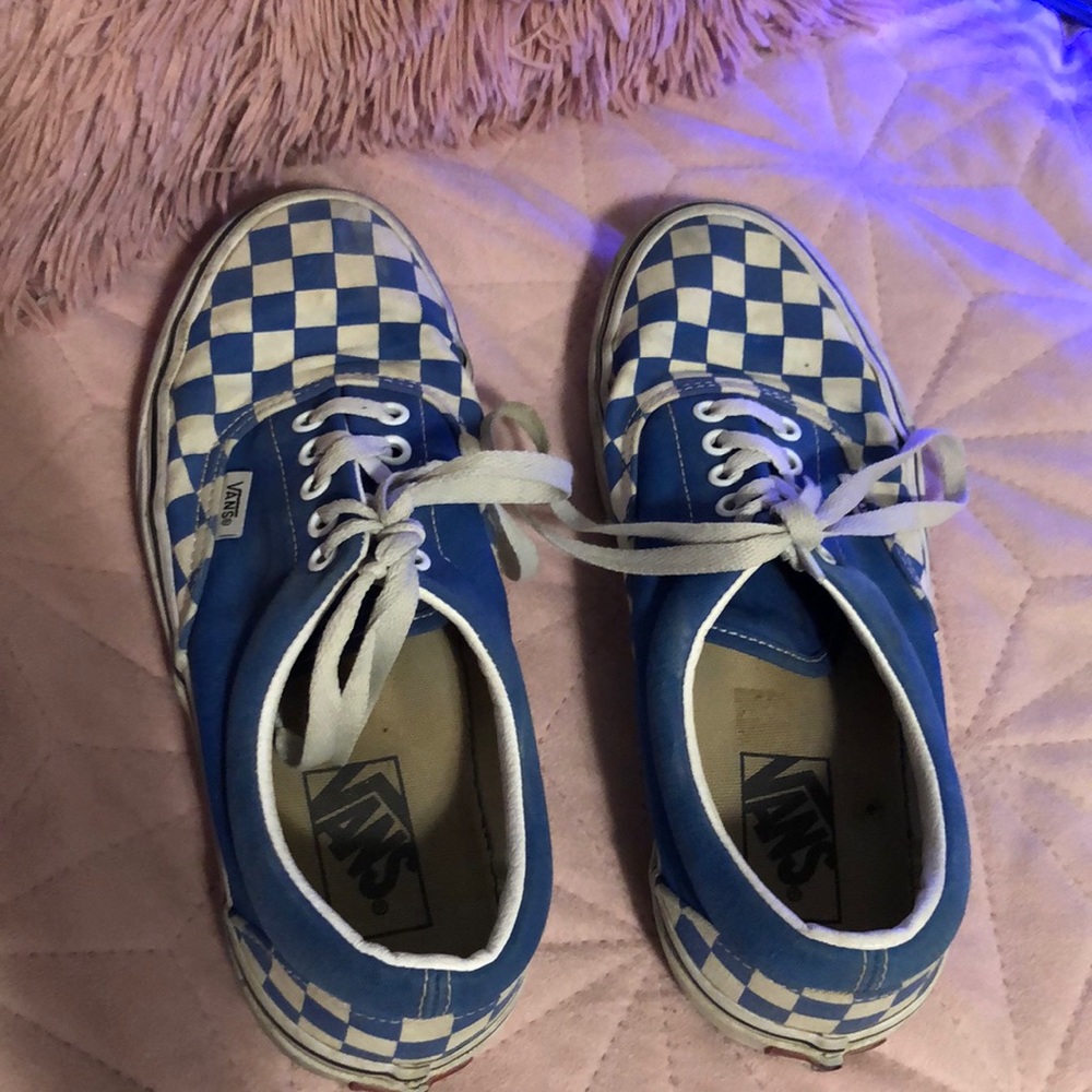 Blue and white checkers vans